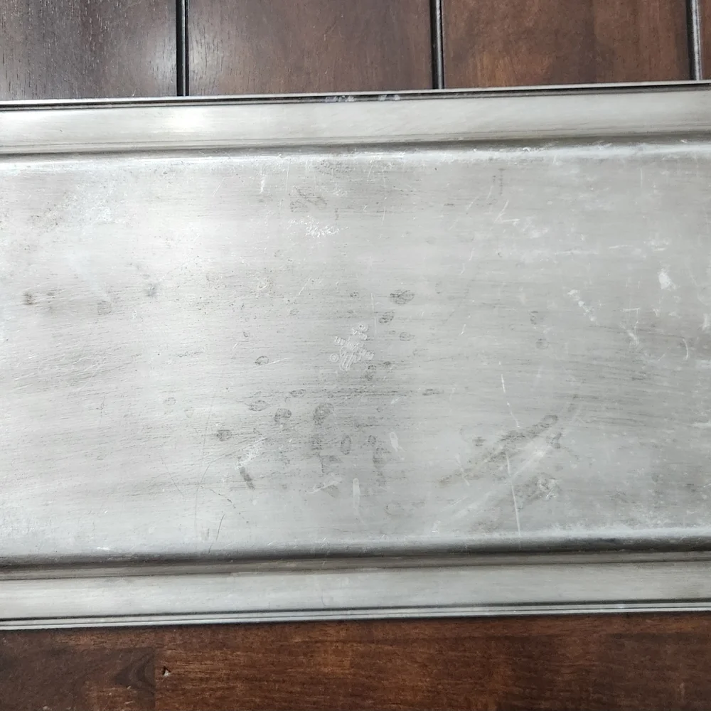 Large Distressed Vintage Silver And Brass Handles Rectangular 21 